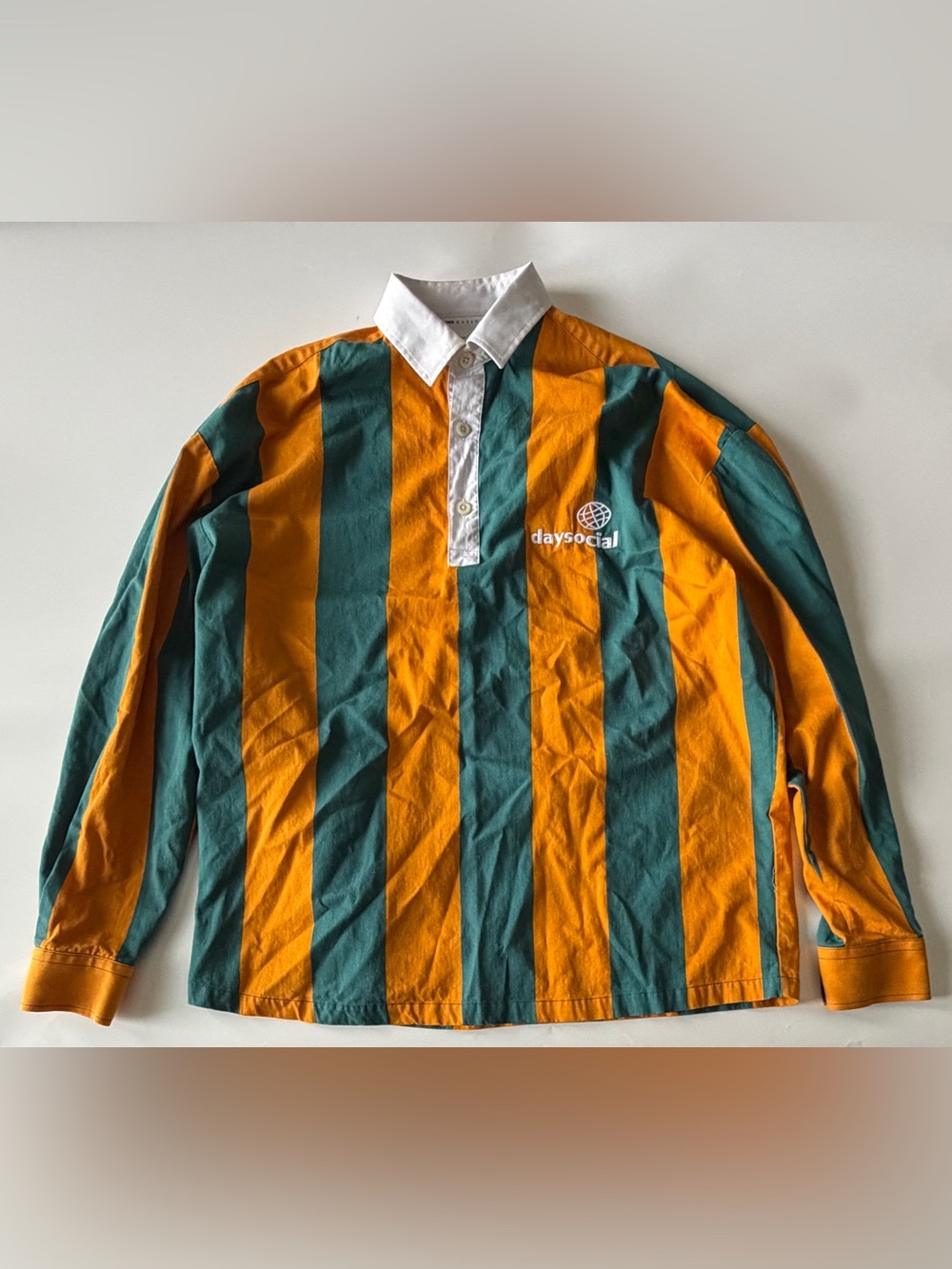 ASOS DESIGN TURKEY MADE Yellow/Green DAY-SOCIAL RUGBY POLO Collared Shirt Men S